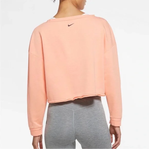 Nike Femme Cropped Training Crew Sweatshirt Orange Crimson Bliss Large - Picture 4 of 12